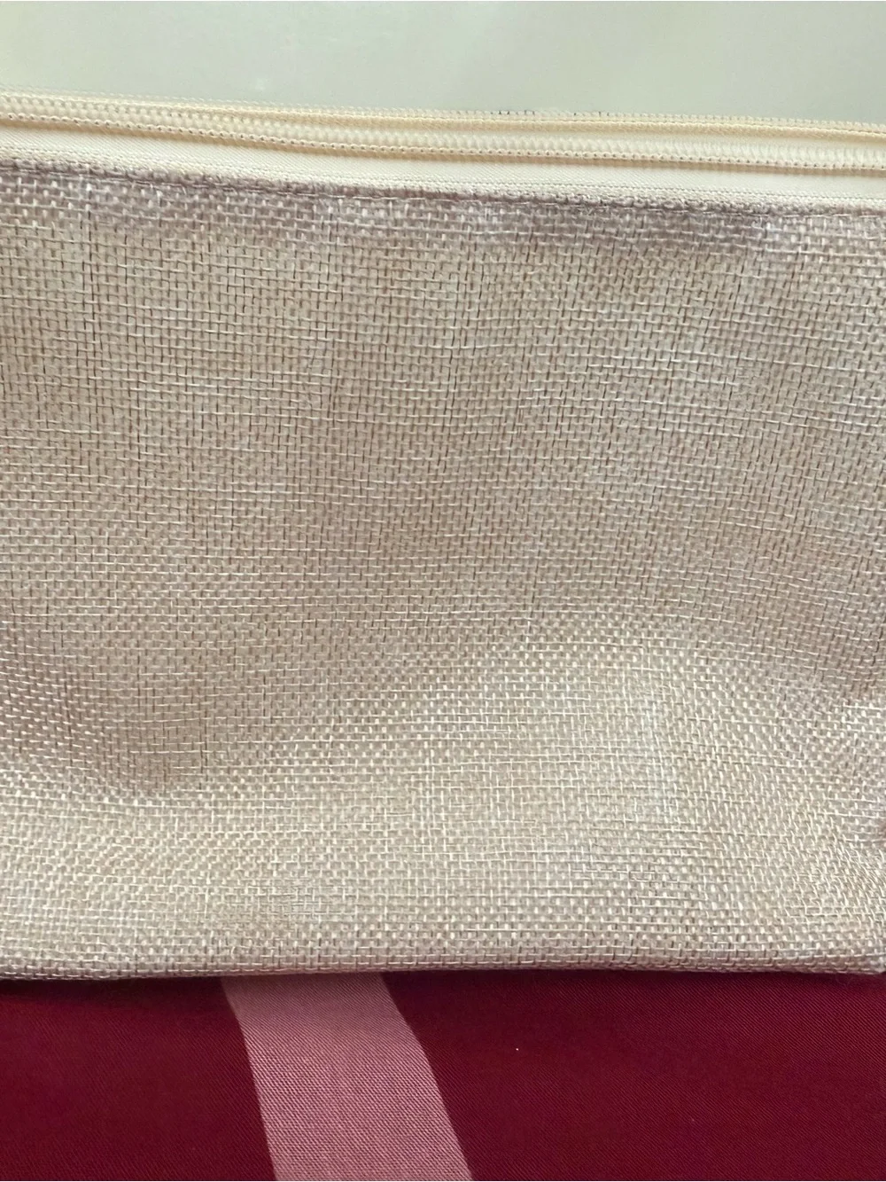 Neutral Beige Woven Cosmetic Pouch
